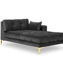 Micadoni Home Méridiennes Méridienne En Velours Beige -Magasin Méridiennes meridienne en velours gris fonce 4