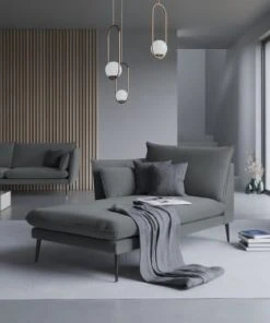 Micadoni Home Méridiennes Méridienne En Velours Gris Foncé -Magasin Méridiennes meridienne en velours gris fonce 6