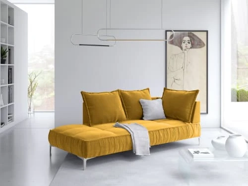 Micadoni Home Méridiennes Méridienne En Velours Jaune 4 Micadoni Home Méridiennes Méridienne En Velours Jaune – Image 2