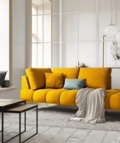 Micadoni Home Méridiennes Méridienne En Velours Jaune -Magasin Méridiennes meridienne en velours jaune 6