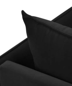 Micadoni Home Méridiennes Méridienne En Velours Noir 11 Micadoni Home Méridiennes Méridienne En Velours Noir -Magasin Méridiennes meridienne en velours noir 11