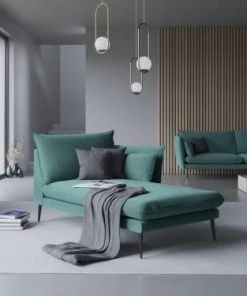 Micadoni Home Méridiennes Méridienne En Velours Pétrole 9 Micadoni Home Méridiennes Méridienne En Velours Pétrole -Magasin Méridiennes meridienne en velours petrole 1