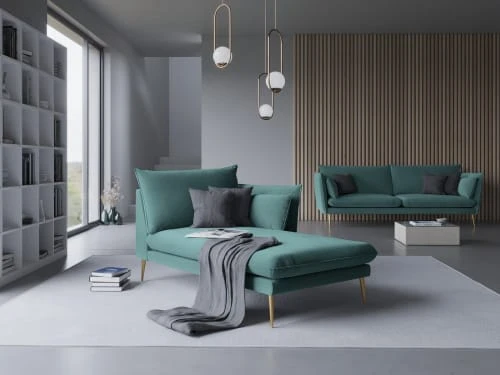 Micadoni Home Méridiennes Méridienne En Velours Pétrole 4 Micadoni Home Méridiennes Méridienne En Velours Pétrole – Image 2