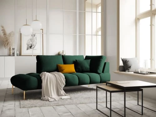 Micadoni Home Méridiennes Méridienne En Velours Vert Bouteille 4 Micadoni Home Méridiennes Méridienne En Velours Vert Bouteille – Image 2