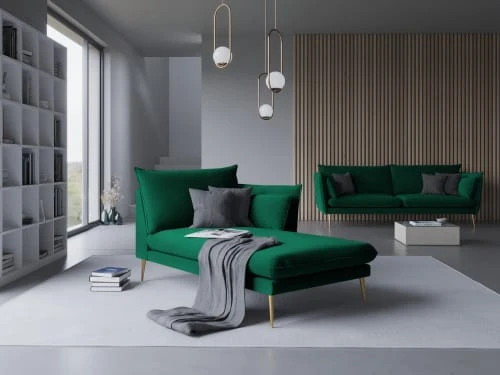 Micadoni Home Méridiennes Méridienne En Velours Vert Bouteille 4 Micadoni Home Méridiennes Méridienne En Velours Vert Bouteille – Image 2