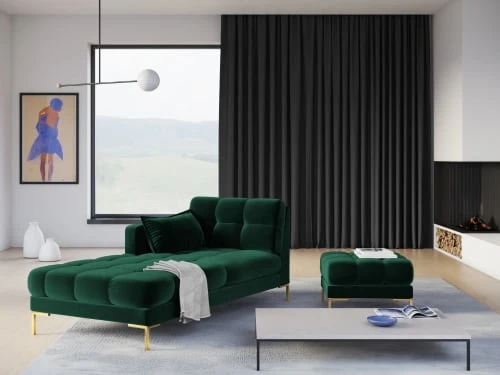 Micadoni Home Méridiennes Méridienne En Velours Vert Bouteille 4 Micadoni Home Méridiennes Méridienne En Velours Vert Bouteille – Image 2