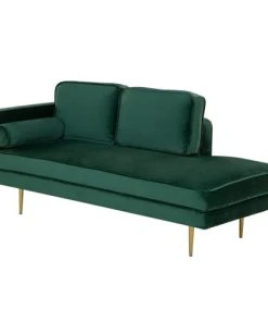 Beliani Méridiennes Méridienne En Velours Vert Côté Gauche -Magasin Méridiennes meridienne en velours vert cote gauche 2