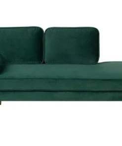 Beliani Méridiennes Méridienne En Velours Vert Côté Gauche