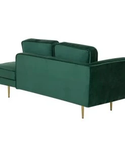 Beliani Méridiennes Méridienne En Velours Vert Côté Gauche -Magasin Méridiennes meridienne en velours vert cote gauche 3