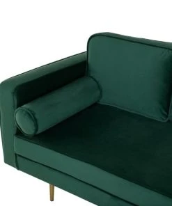 Beliani Méridiennes Méridienne En Velours Vert Côté Gauche -Magasin Méridiennes meridienne en velours vert cote gauche 4