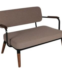 Meubles & Design Canapés Petits Prix Petit Canapé Scandinave 2 Places Tissu Accoudoirs Bois Beige