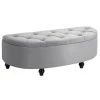 Homcom Banquettes Pouf De Rangement Coffre Classique Capitonné Demi-cercle Velours Gris