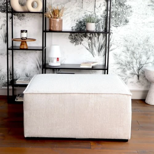 Homifab Canapés Petits Prix Pouf Modulable En Velours Côtelé Beige, MADE IN FRANCE 4 Homifab Canapés Petits Prix Pouf Modulable En Velours Côtelé Beige, MADE IN FRANCE – Image 2