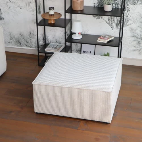 Homifab Canapés Petits Prix Pouf Modulable En Velours Côtelé Beige, MADE IN FRANCE 5 Homifab Canapés Petits Prix Pouf Modulable En Velours Côtelé Beige, MADE IN FRANCE – Image 3