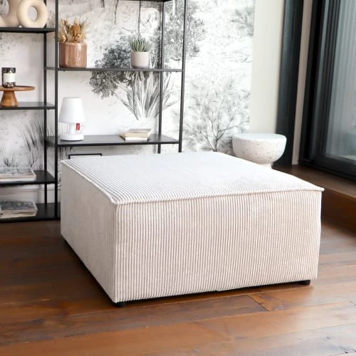 Homifab Canapés Petits Prix Pouf Modulable En Velours Côtelé Beige, MADE IN FRANCE 6 Homifab Canapés Petits Prix Pouf Modulable En Velours Côtelé Beige, MADE IN FRANCE – Image 4